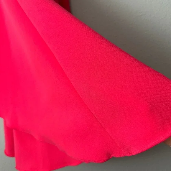 THEIA Hot Pink Spaghetti Strap High-Low Flowy Hem Midi Dress Size 2‎ - Picture 14 of 14